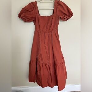 ASTR The Label Poplin Tiered Dress Size XS Color Brick See Description